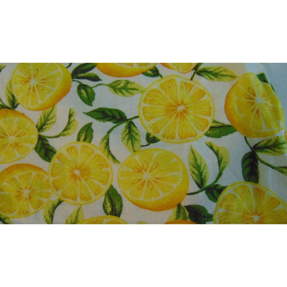 CeCe Top Womens Medium Lemon Print Puff Sleeve Linen Blend V-Neck Yellow Fruit - Picture 9 of 10
